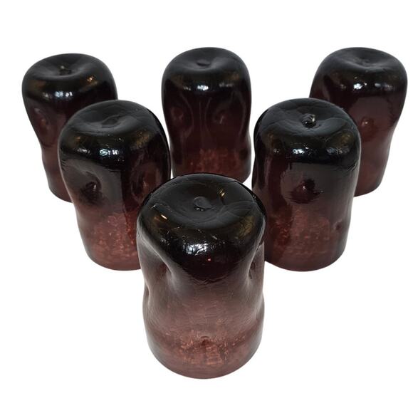 6 Blenko Amethyst C418 Pinched Crackle Dimple Tumbler Drinking Glasses 4.5”‎ - Picture 2 of 12